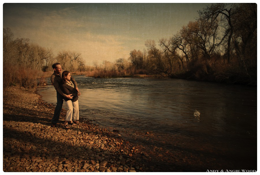 couple that is soon to be married enjoying skipping rocks